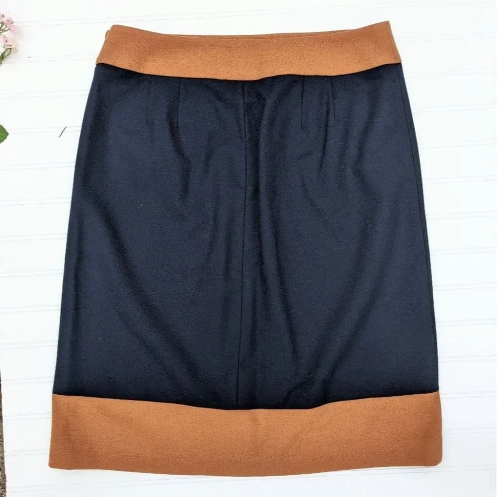 LOFT Navy/Camel Thick Narrow A-Line Skirt - Picture 2 of 4